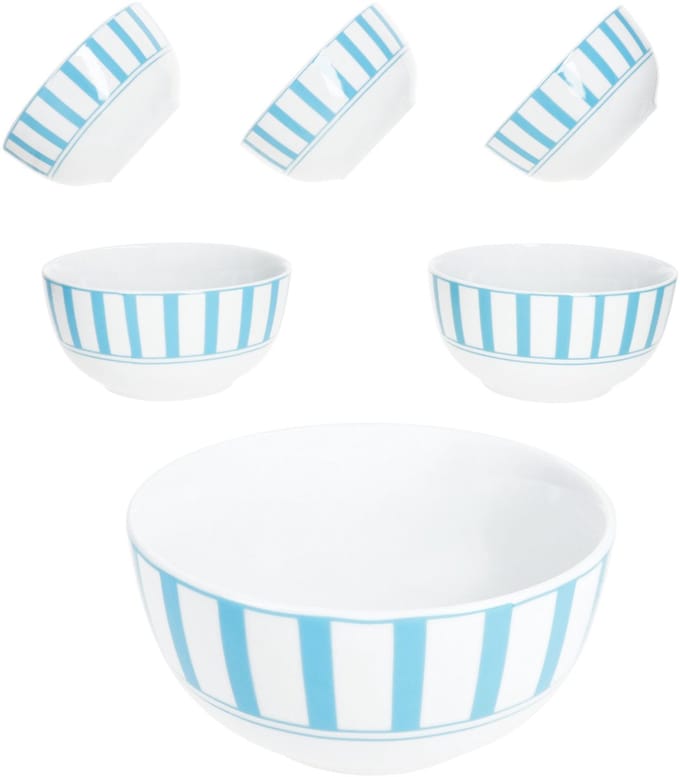 MamboCat Set van 6 SPLIT TURQUoise porseleinen graankommen 6 personen