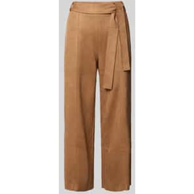 Broek in leerlook met strikceintuur