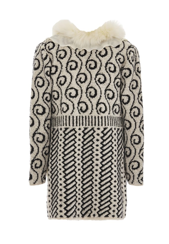 Faina Vest Dames wol wit zwart