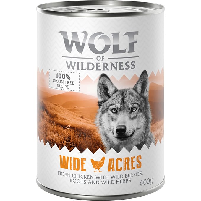6x400g Wide Acres Kip Wolf of Wilderness Hondenvoer
