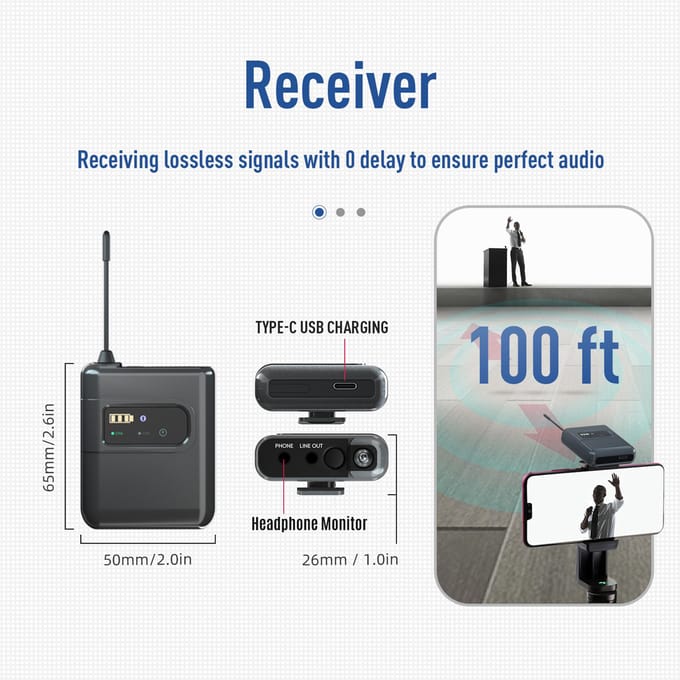 Système de microphone cravate sans fil avec 2 émetteurs et 1 récepteur micro à revers omnidirectionnel 2 Transmitters & 1 Receiver