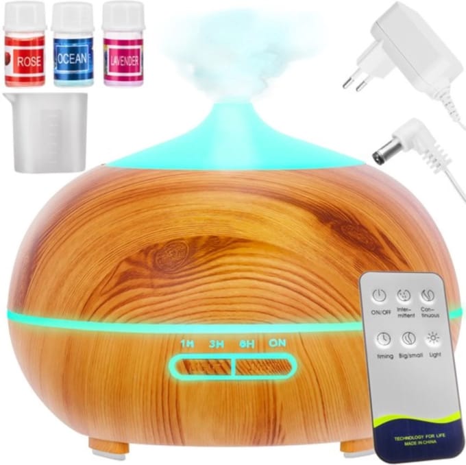 Ruhhy Aroma Diffuser - Luchtbevochtiger 400ml met LED Lamp en Oliën