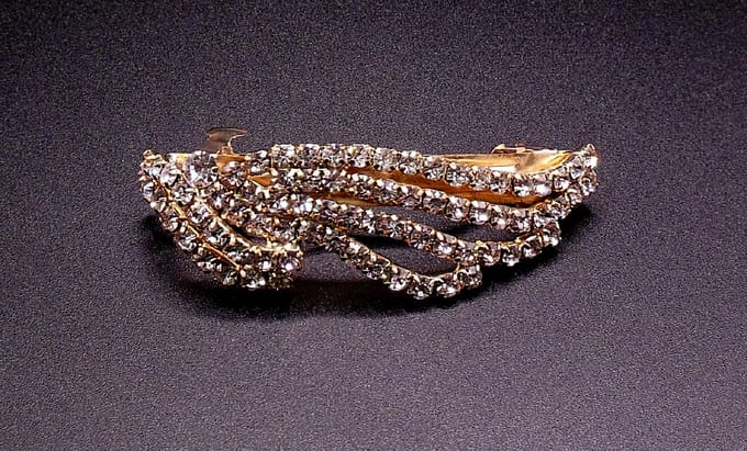 Patentspeld goudkleurig met strass