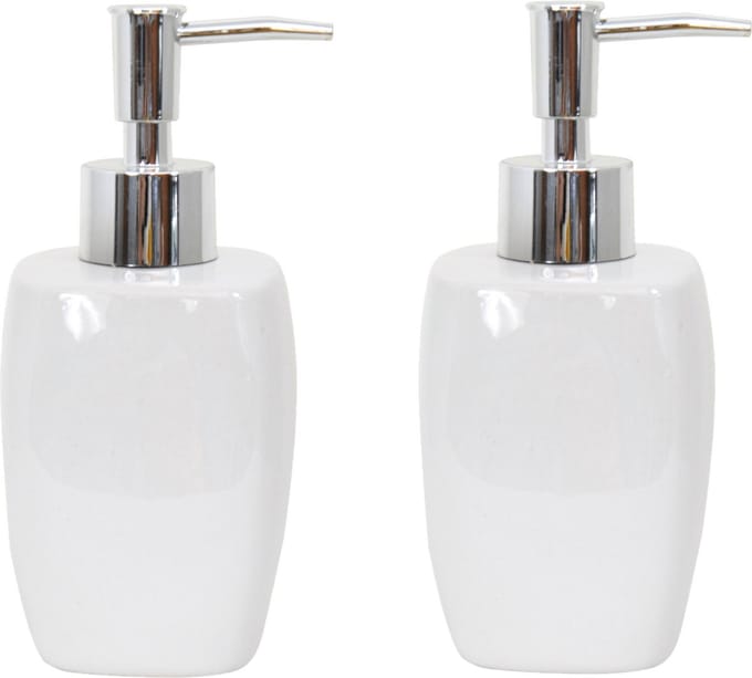 MSV Zeeppompje/dispenser - 2x - Montreal - keramiek - wit - 7 x 16 cm - 260 ml