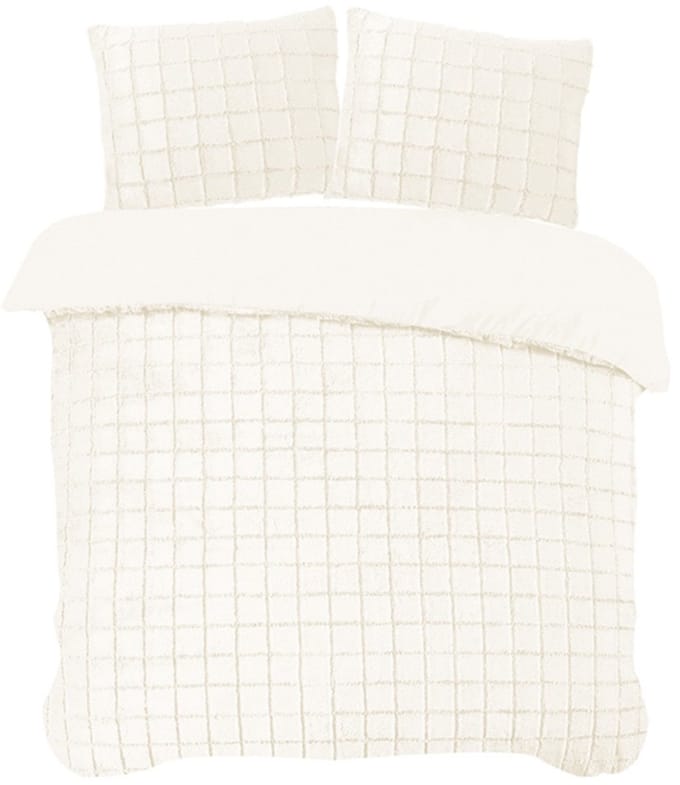 iSleep Dekbedovertrek Rabbit Check - Eenpersoons - 140x200/220 cm - Creme