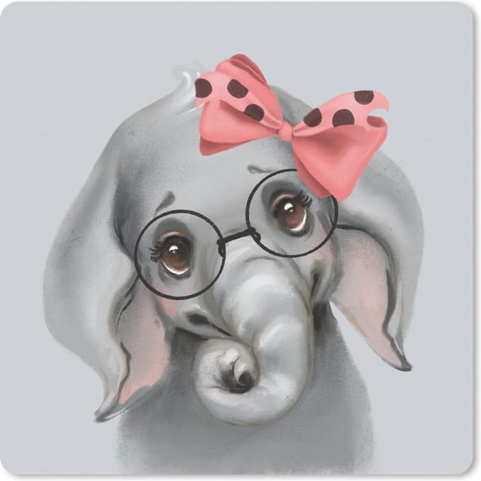 Muismat 20x20 cm - Mousepad Olifant - Kind - Strik - Muismatten