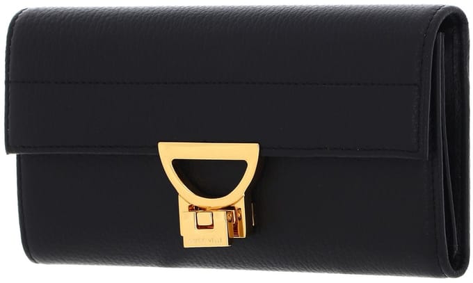 COCCINELLE Leren Portemonnee Arlettis Wallet Grained Leather Noir Zwart