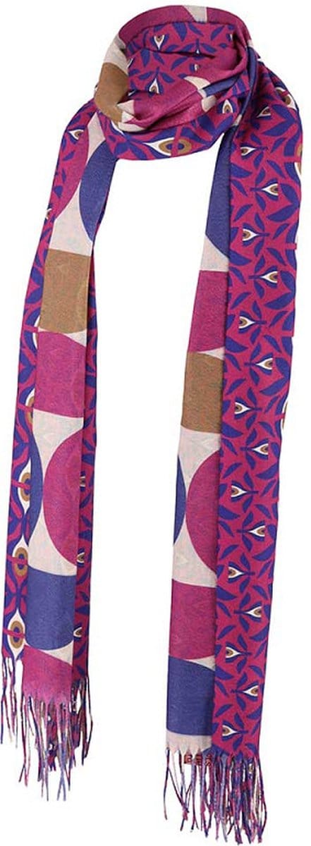Sarlini Langwerpige Sjaal met Franjes Multi Cerise