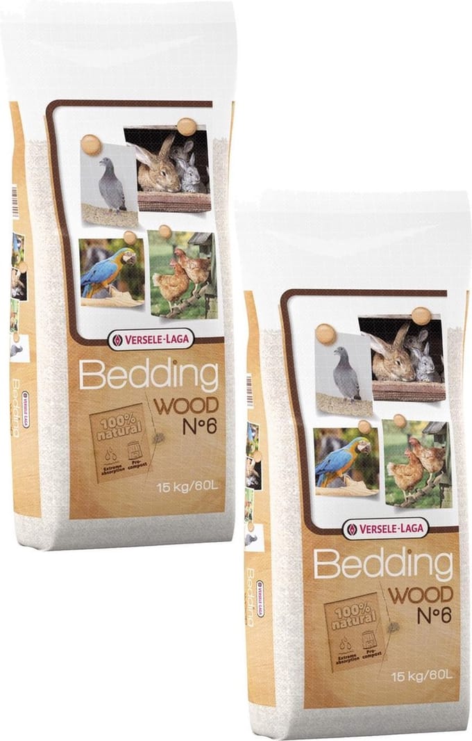 Versele-Laga Wood Bedding Beukenhout No. 6 - Vogelbodembedekking - 2 x 15 kg
