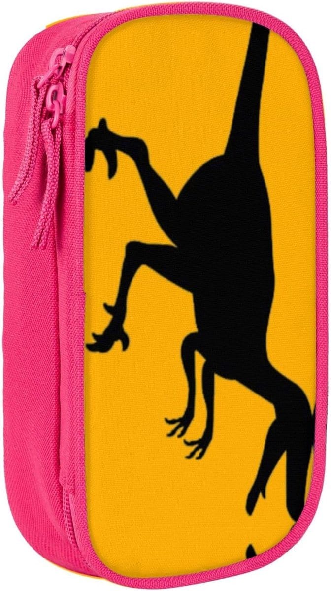 Dinosaurus Etui - Pennenzak Organizer - School Werk Reis - Grote Capaciteit - 3 Compartimenten - Roze