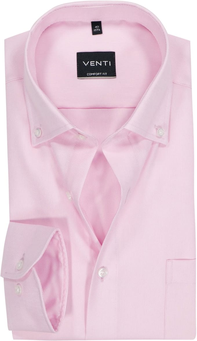VENTI CASA MODA comfort fit overhemd - structuur - rood - Strijkvrij - Boordmaat: 40 (EU maat: M)
