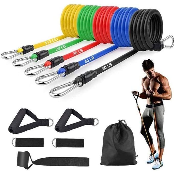 Resistance Bands - Set of 5 - 150LBS - TPE - Unisex zwart