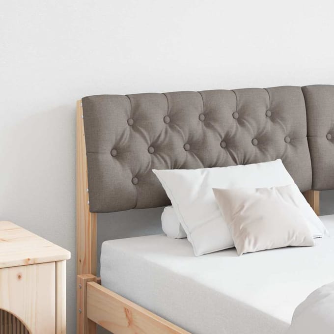 vidaXL Gestoffeerd hoofdbord Taupe 135 cm Massief grenenhout