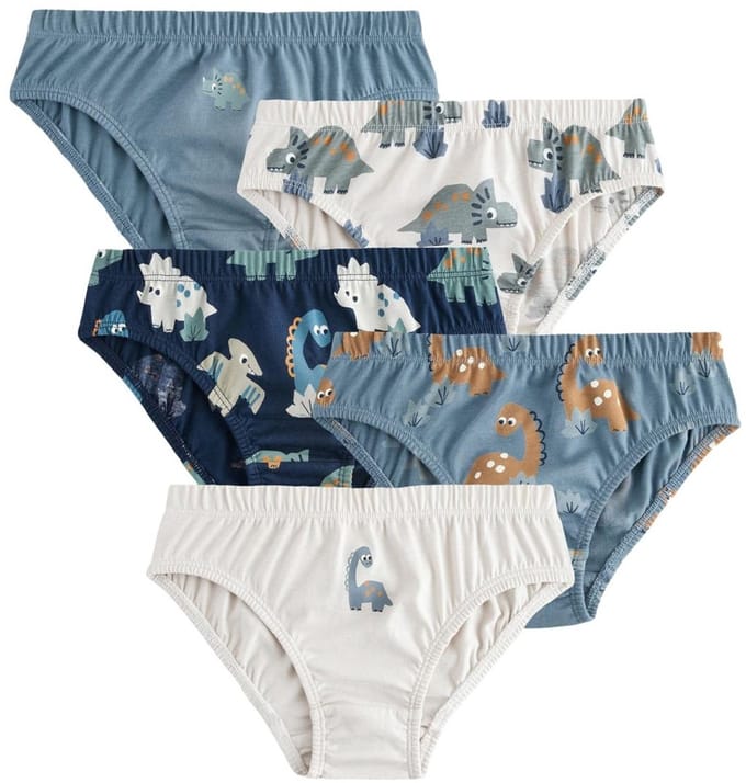 Next - Jongens - Set van 5 katoenen slips met print - Blauw