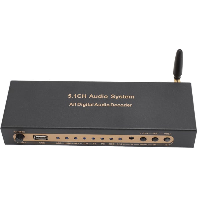 Décodeur audio 5.1 canaux 192 kHz 24 bits HD Interface multimédia 4K ARC Fibre optique coaxiale analogique US Plug