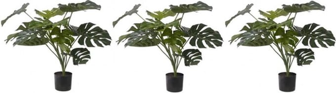 3x Groene Monstera kunstplant 85 cm voor binnen - kunstplanten/nepplanten