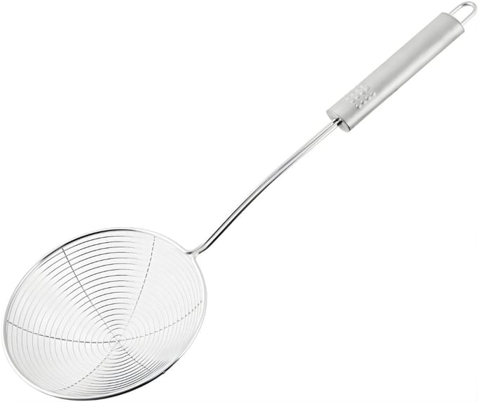 Quvo® Spatel - Zeef - Schuimspaan - Zilver - 12cm x 6cm x 38cm