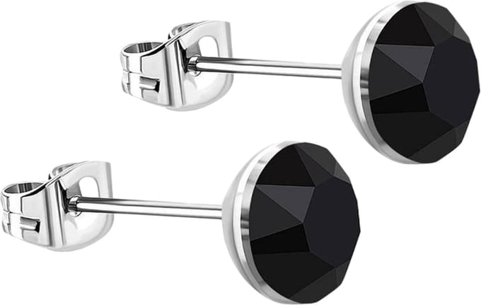 Aramat Jewels - Zwarte kristal oorbellen RVS - mini oorstuds 3mm