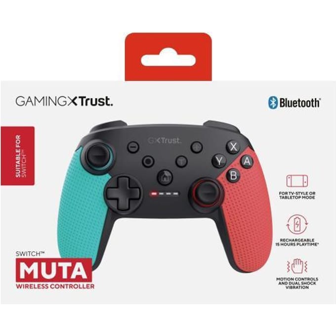 Trust GXT 1246RB Muta - Draadloze Switch Controller - Ook voor Nintendo Switch 2 - Draadloos via Bluetooth - Tot 15 Uur Speeltijd - Rood/Blauw