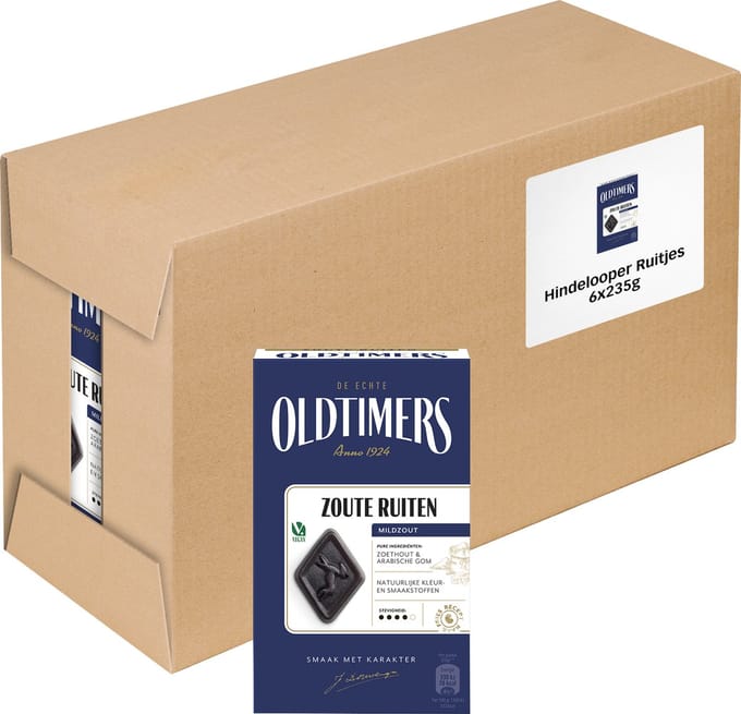 Oldtimers - Drop - Zoute Ruiten - 6 doosjes - 235 gram