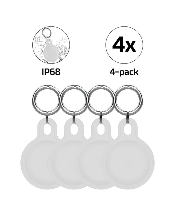 Tectier AirTag Sleutelhanger Siliconen Waterdicht IP68 4 Stuks - Wit
