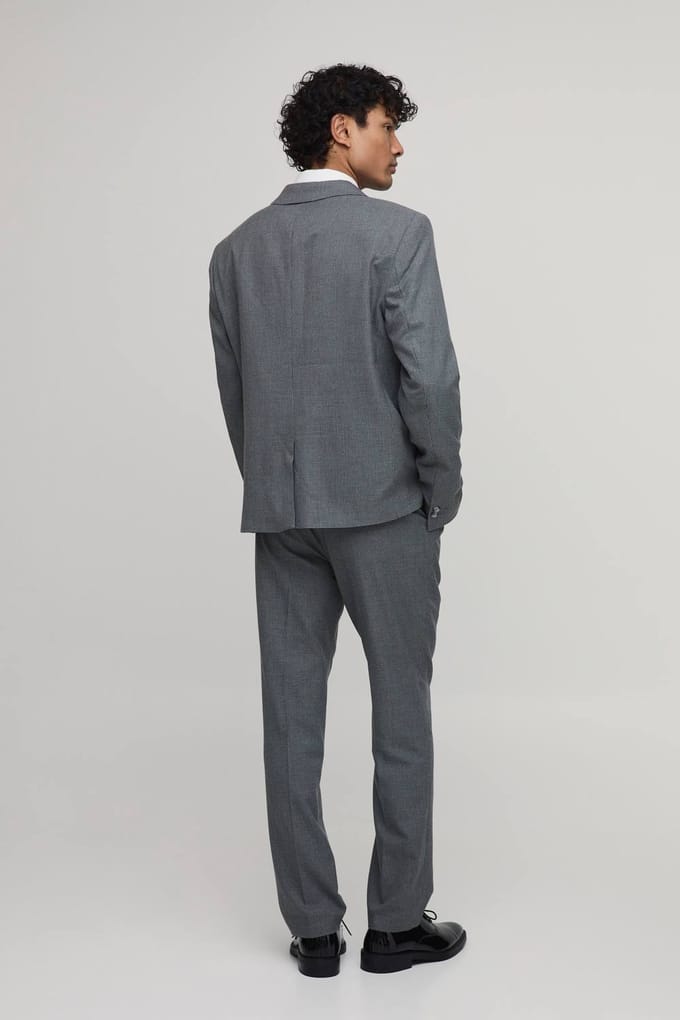 Pied-de-poule Regular Fit Dubbeldikse Blazer | Charcoal | Size 42