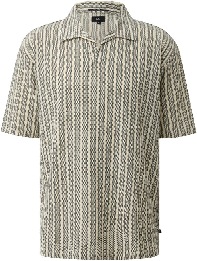 Gestreept Poloshirt in Rekbaar Jersey QS