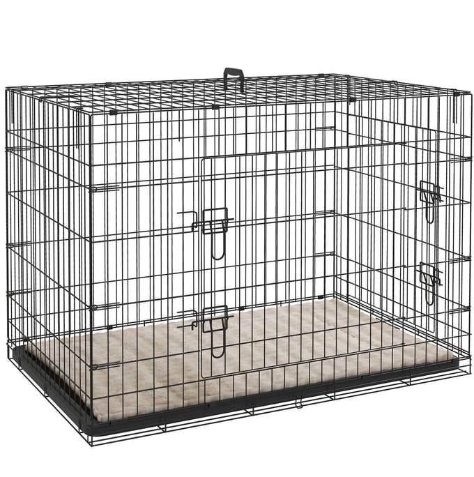 PawHut-Hondenkooi-Staaldraad-105x70x75cm-Zwart