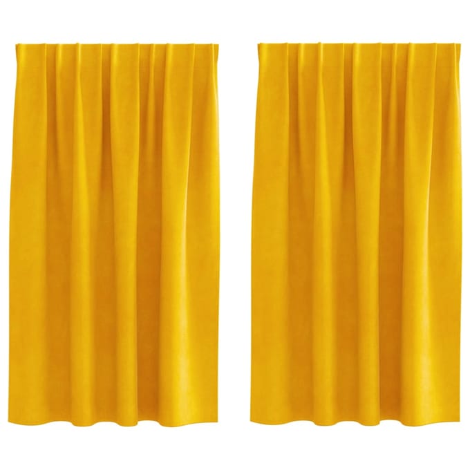 vidaXL - Gordijnen - 2 - st - Mosterdgeel - 140 - x - 140 - cm - fluweel