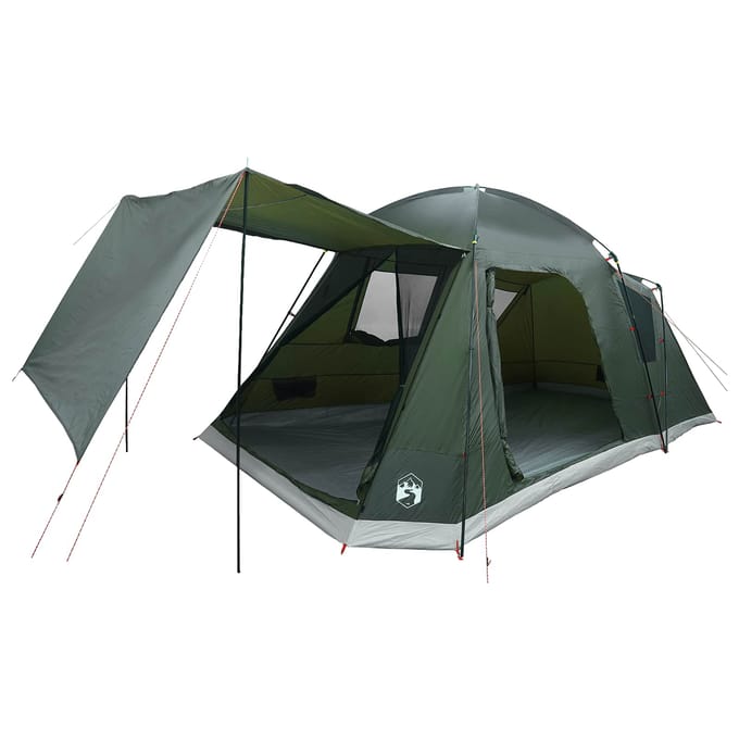 vidaXL - Huisje - Tent - 8-persoons - Legergroen - Polyester - en - Staal