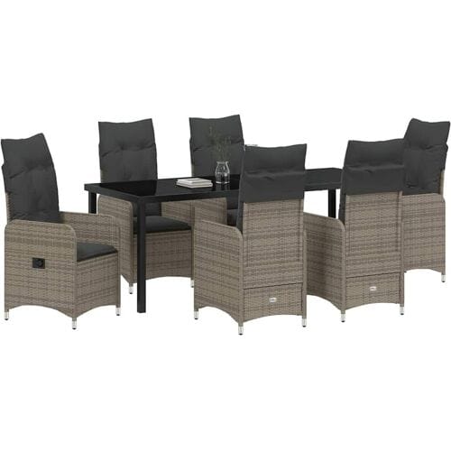 vidaXL - Tuin - Eettafel - Set - 7 - st - Grijs - poly - rattan