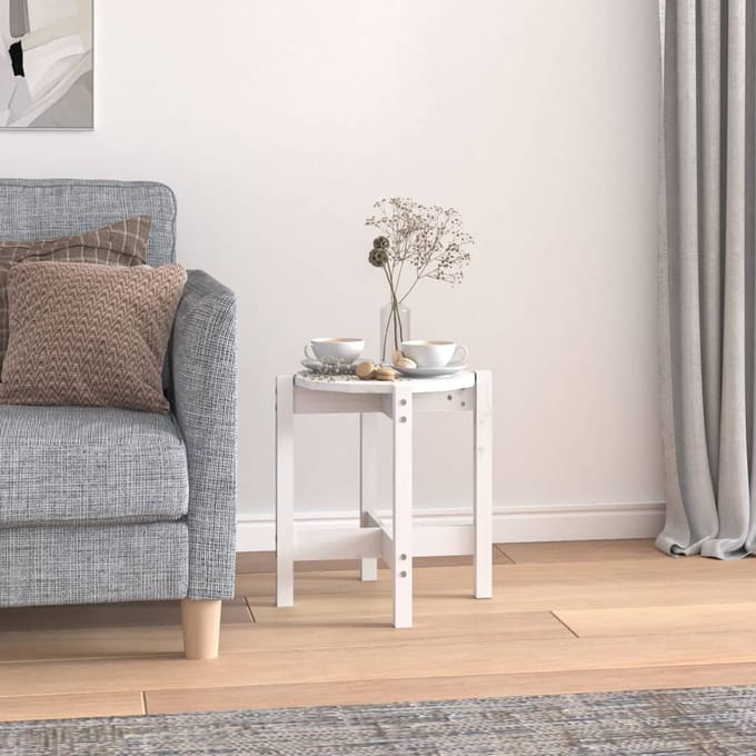 vidaXL - Salontafel - Ø - 42,5x45 - cm - massief - grenenhout - wit