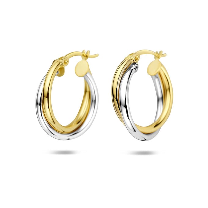 14K Bicolor gouden oorringen 21 mm - 4209156