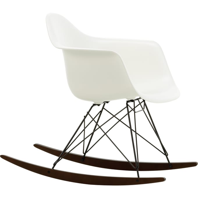 Vitra - RAR Eames Plastic Armchair - wit - zwart - sleden esdoorn donker