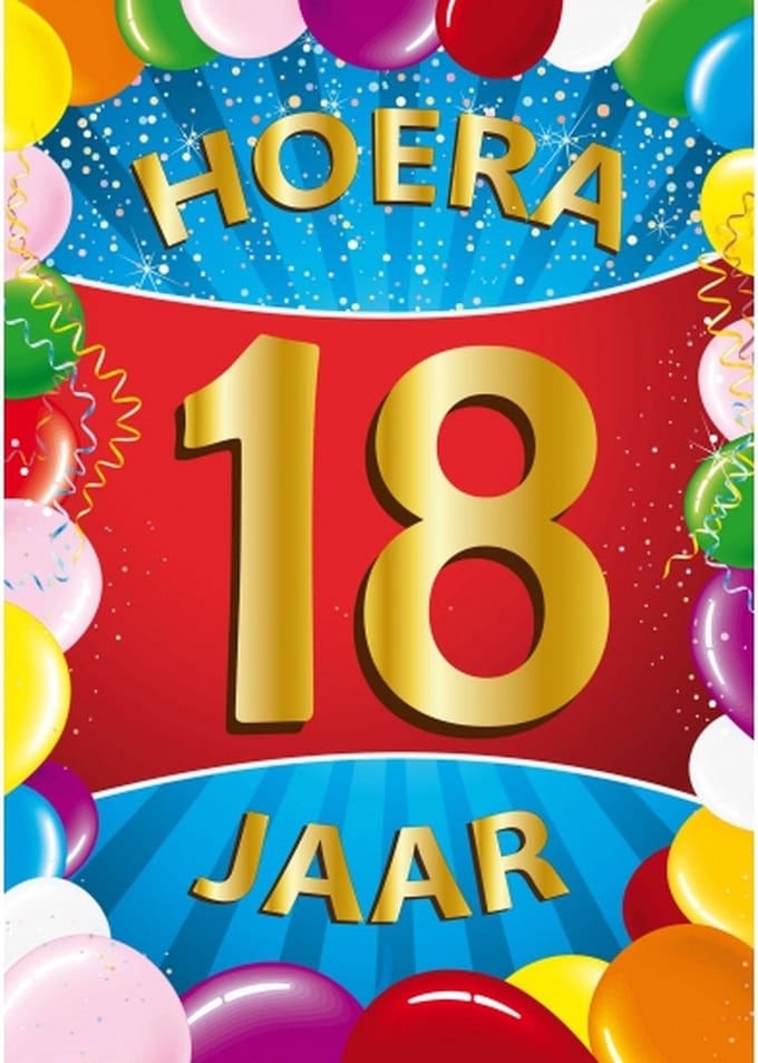 Bellatio Decorations Verjaardag deurposter - 2x - 18 jaar - multi - 59 x 84 cm - feestartikelen