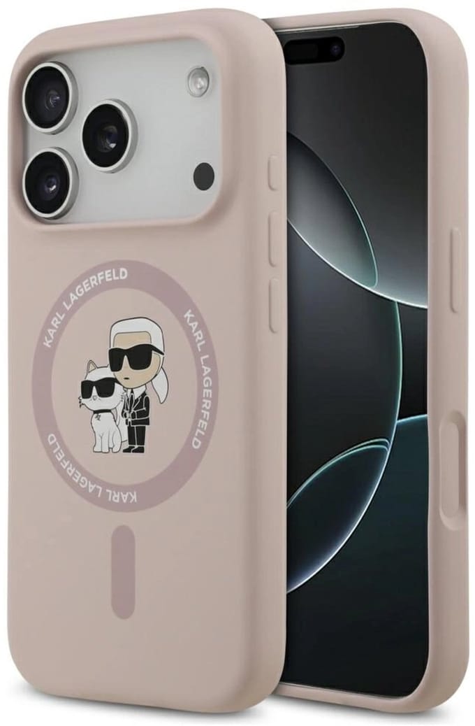 Karl Lagerfeld Silicone Karl&Choupette Ring MagSafe Case for iPhone 17 Pro - Pink