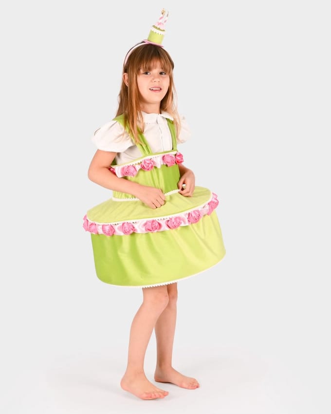 Den Goda Fen Verkleedkledij Cake Jurk met diadeem - 110-116cm - 4-6 jaar