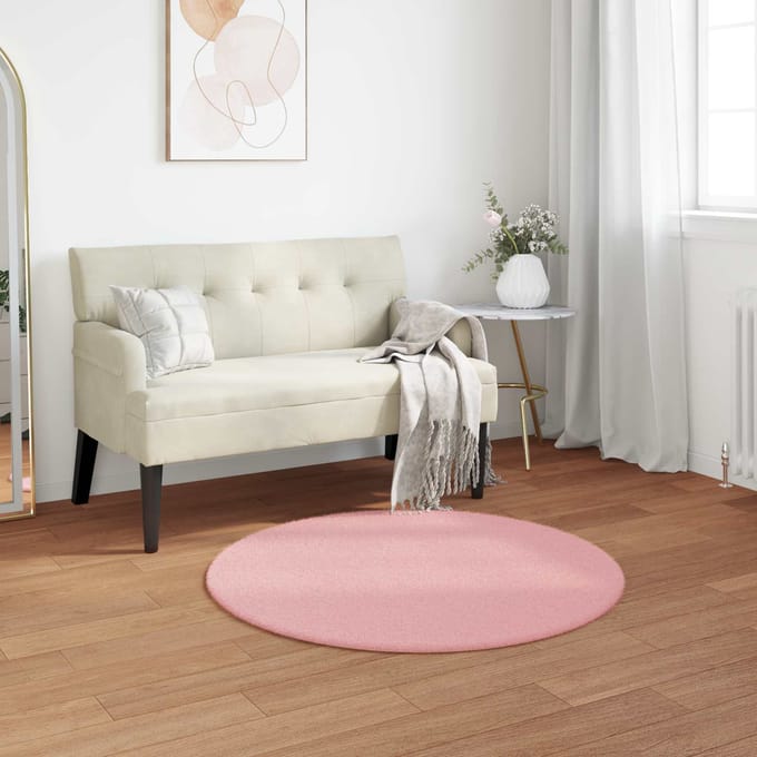 vidaXL Antislip vloerkleed van imitatie konijnenbont OLITE Roze