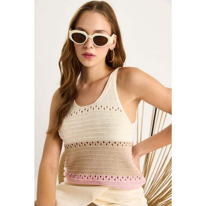 Gestructureerde Trui U-Hals Blouse