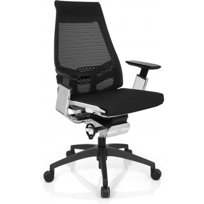 GENIDIA SMART WHITE CM | net - Professionele bureaustoel Zwart / Wit / Chroom