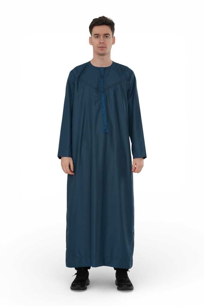 Heren Ramadan Eid Blauwe Marokkaanse Jubba Robe Djellaba Thobe - TT-008