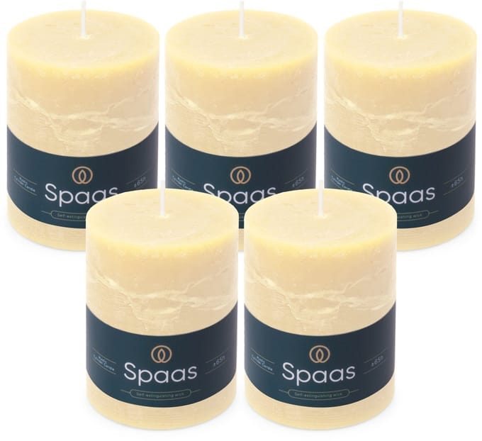 Spaas Rustieke Stompkaarsen - Ivoor – 80/110mm - circa 65 uur - 5 kaarsen