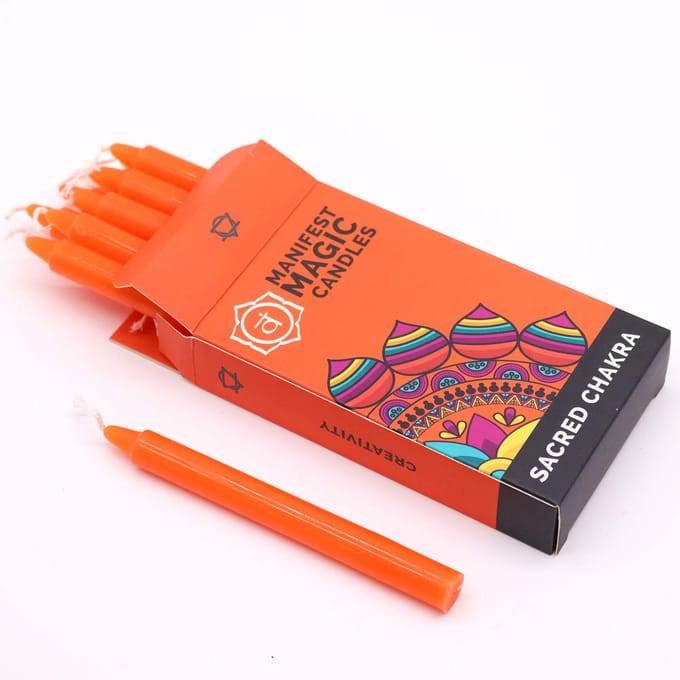 Manifest Magic Candles (verpakking van 12) - Oranje - Heilige Chakra