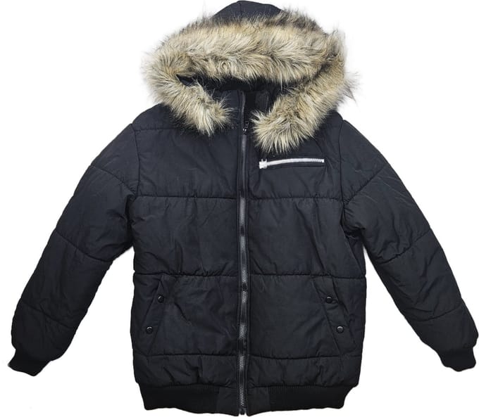 Winterjas - Maat L - Heren jas met grote bontkraag (imitatiebont) gewatteerd