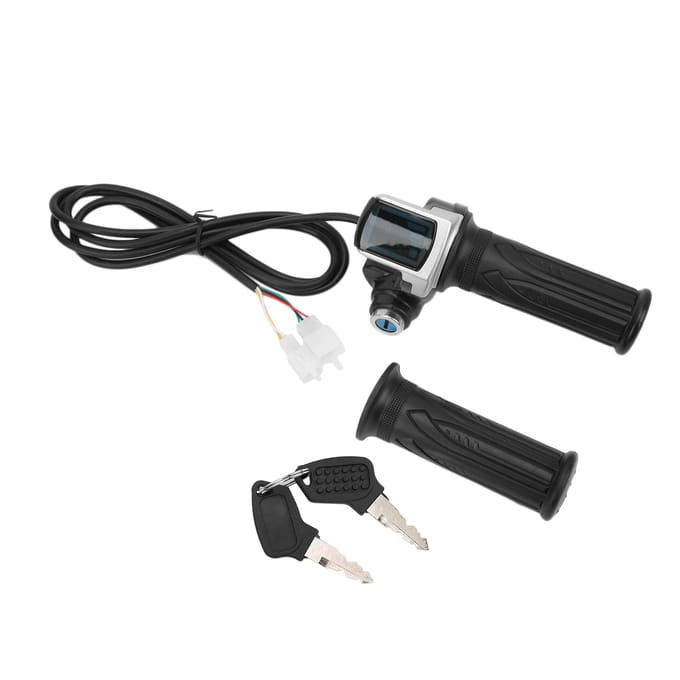 Elektrische Fiets Draaigas Handvat Lock Sleutelset LED Indicator voor Motorfiets Scooter 48V black