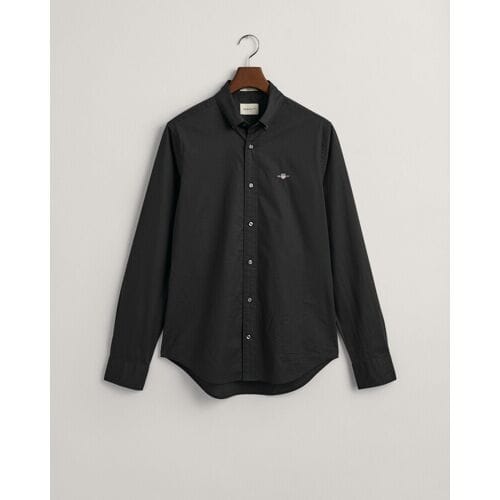 Overhemd Poplin Uni Slim Button Down Subtle GANT Shield Embroidery Zwart / male