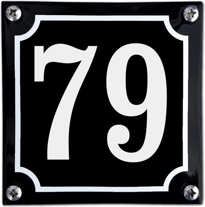 Zwart emaille huisnummer  - 79