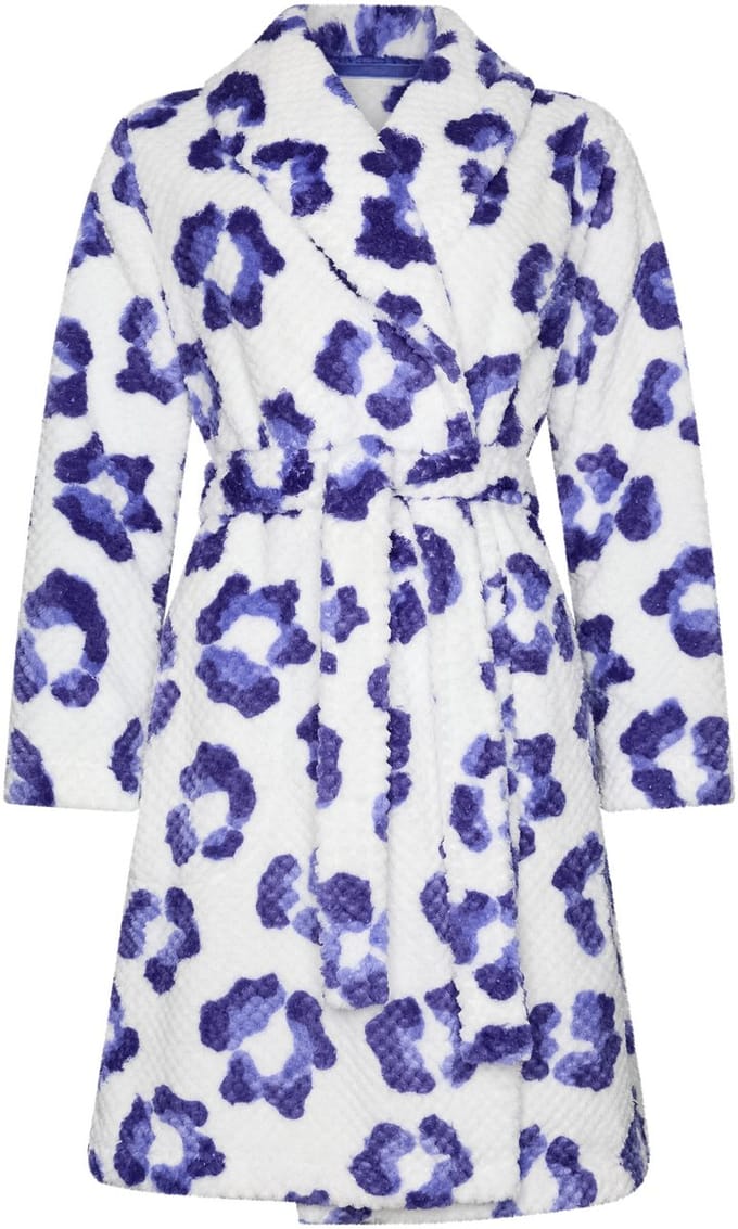 Rebelle - Badjas - Leopard Lilac - Wit/Paars - Fleece - Maat M