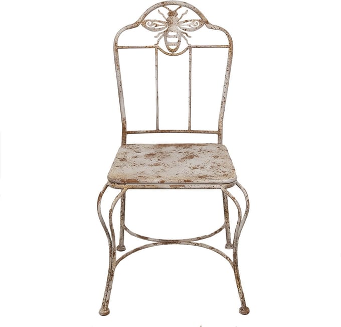 Clayre & Eef Tuinstoel 47x47x91 cm Wit Bruin Metaal