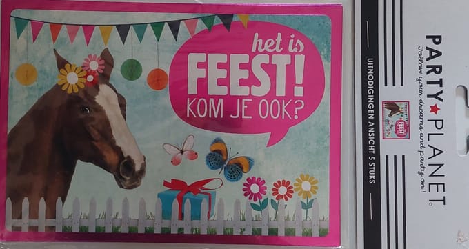 Uitnodigingskaart paarden.